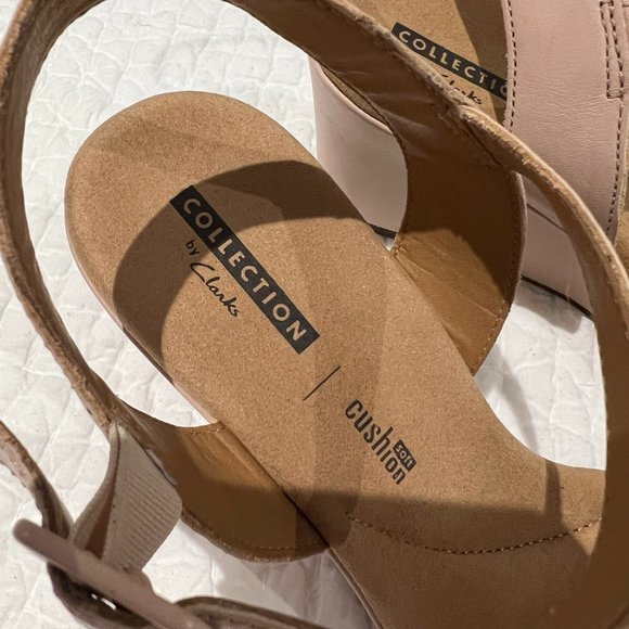 COLLECTION by Clarks Lafley Aletha Dusty Pink Leather Wedge Sandals - Size 8 - Picture 3 of 9